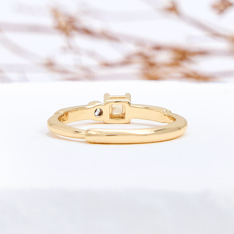 Olivenorma Simple Square Cut Citrine White Zircon Ring