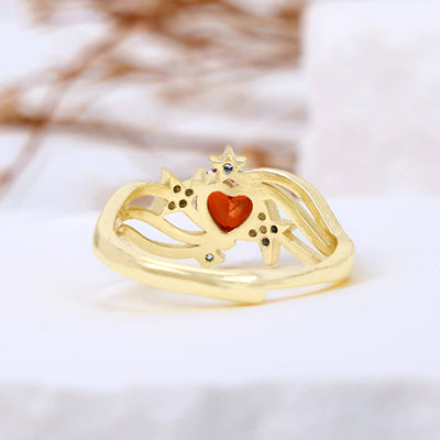 Olivenorma Heart Garnet Star White Zircon Shape Ring