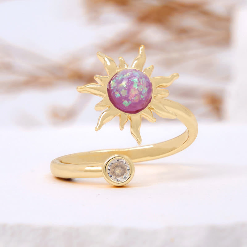 Olivenorma Pink Opal Cat's Eye Stone Sunburst Ring