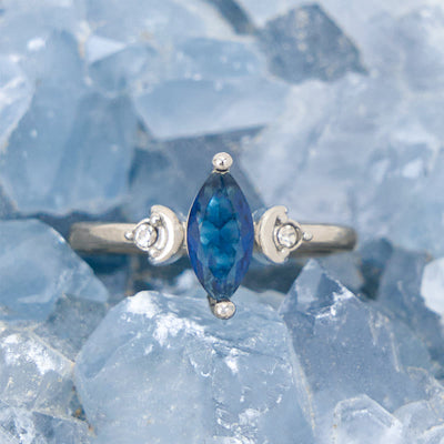 Olivenorma Marquise Cut Blue Topaz White Zircon Ring