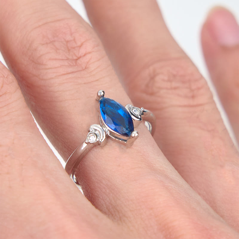 Olivenorma Marquise Cut Blue Topaz White Zircon Ring