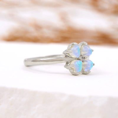 Olivenorma Moonstone Four-Leaf Clover Ring