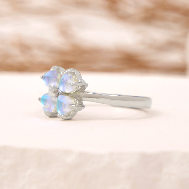 Olivenorma Moonstone Four-Leaf Clover Ring