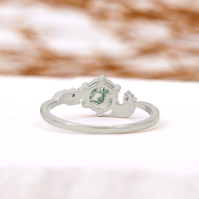 Olivenorma Natural Moss Agate Leaf Wrap Ring