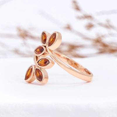 Olivenorma Garnet Leaf Shape Adjustable Ring