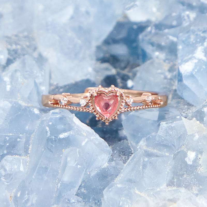 Olivenorma Heart Shaped Garnet Princess Crown Shape Ring