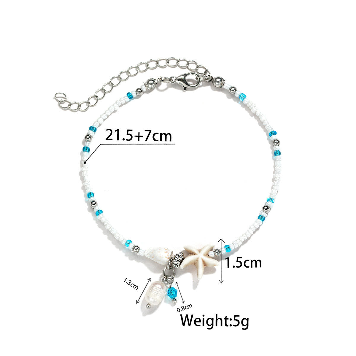 Olivenorma Turquoise Freshwater Pearl Starfish Shell Beads Anklet