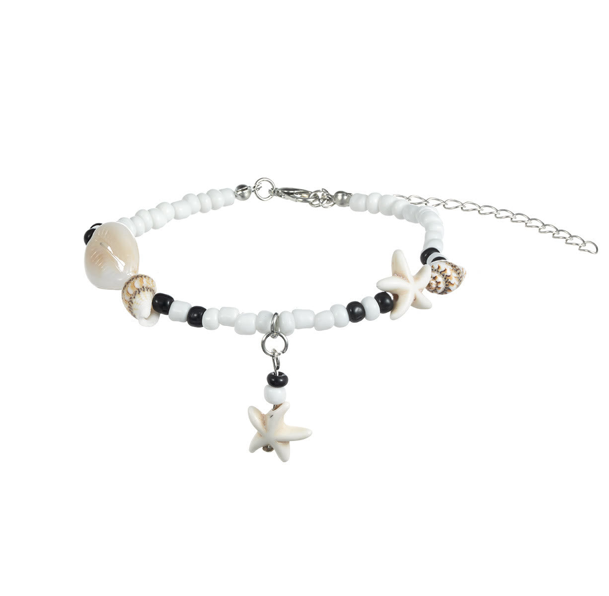 Olivenorma Turquoise Black Onyx Starfish Snail Beaded Anklet