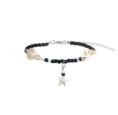 Olivenorma Turquoise Black Onyx Starfish Snail Beaded Anklet