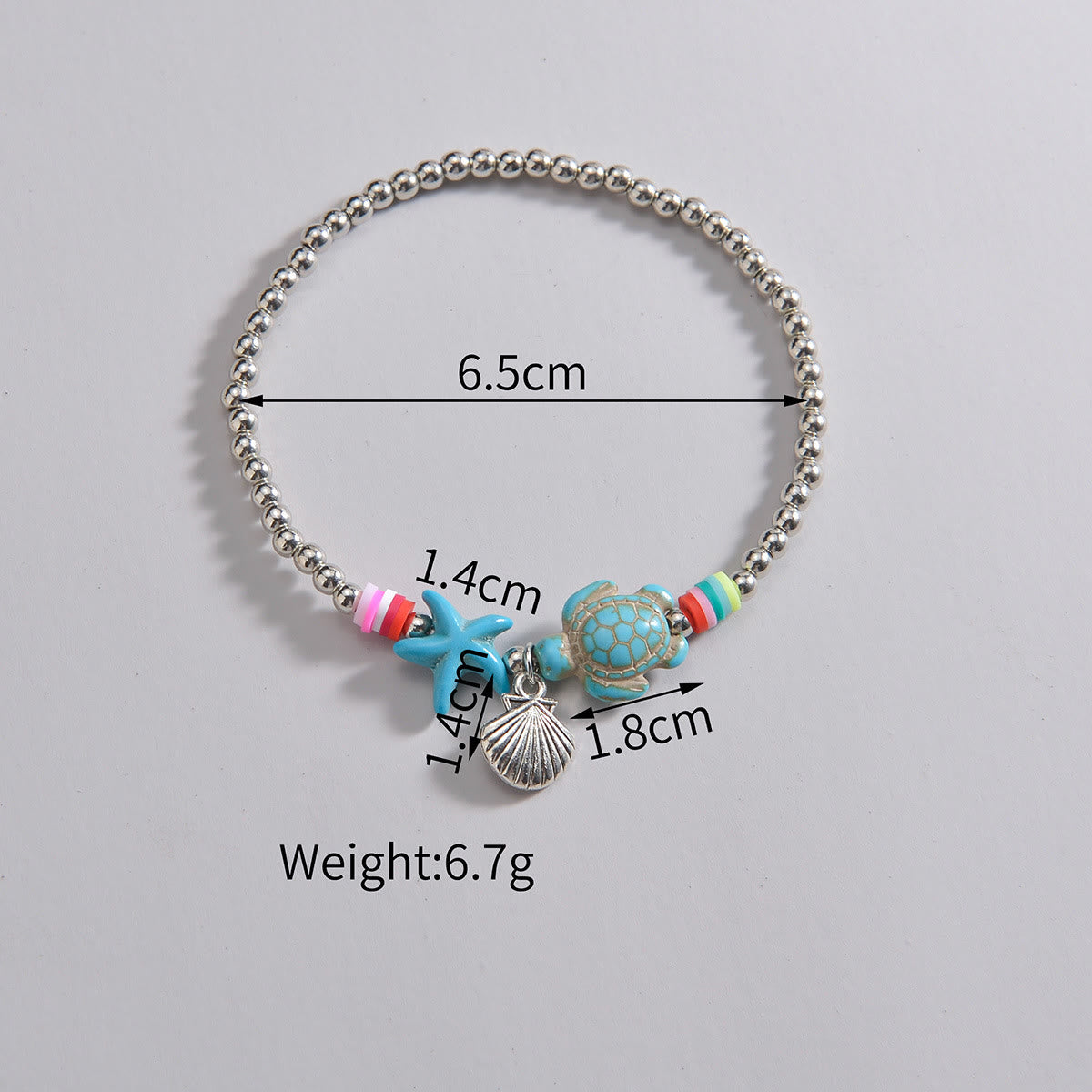 Olivenorma Turquoise Metal Shell Wooden Bead Pendant Anklet