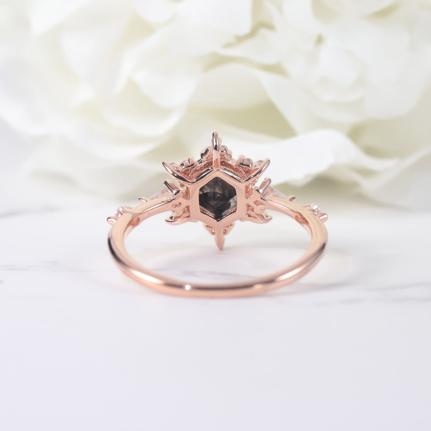 Olivenorma Salt & Pepper Herkimer Diamond Snowflake Engagement Ring