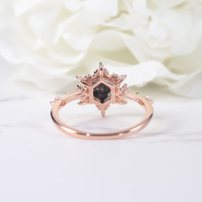 Olivenorma Salt & Pepper Herkimer Diamond Snowflake Engagement Ring