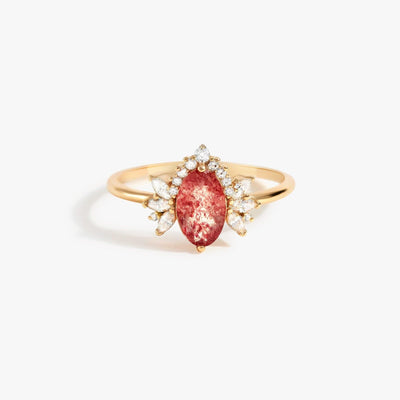 Olivenorma Natural Strawberry Quartz Flower Crown Ring