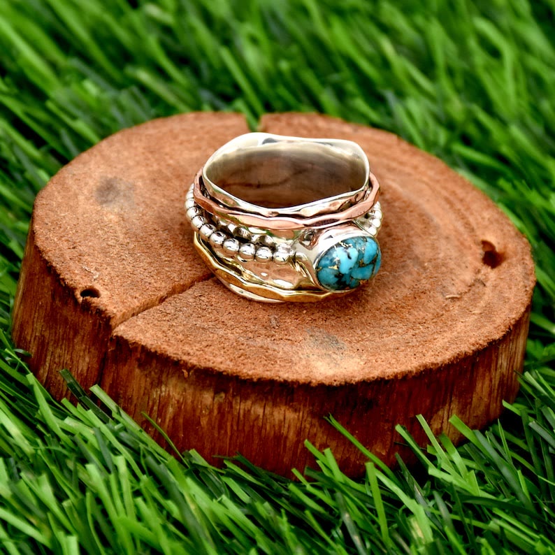 Olivenorma Retro Bohemian Style Emperor Stone Wide Ring