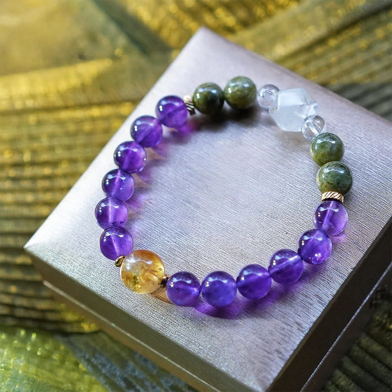 Olivenorma Ninth Purple Fire Natural Stone Beaded Bracelet