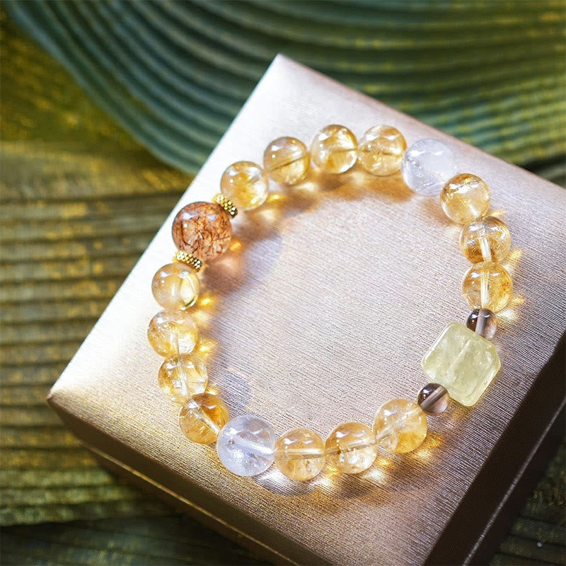 Olivenorma Gold Rutilated Quartz Citrine Beaded Bracelet