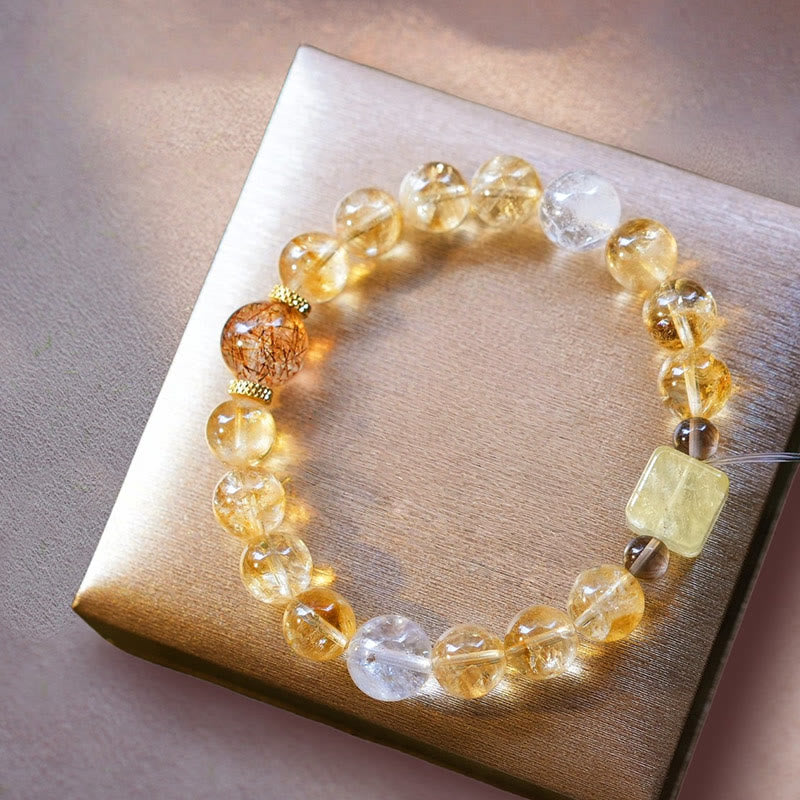 Olivenorma Gold Rutilated Quartz Citrine Beaded Bracelet