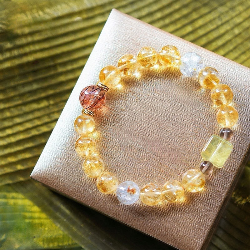 Olivenorma Gold Rutilated Quartz Citrine Beaded Bracelet