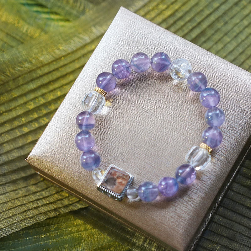 Olivenorma Natural Blue Purple Fluorite Beaded Bracelet