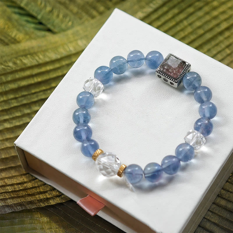 Olivenorma Natural Blue Purple Fluorite Beaded Bracelet