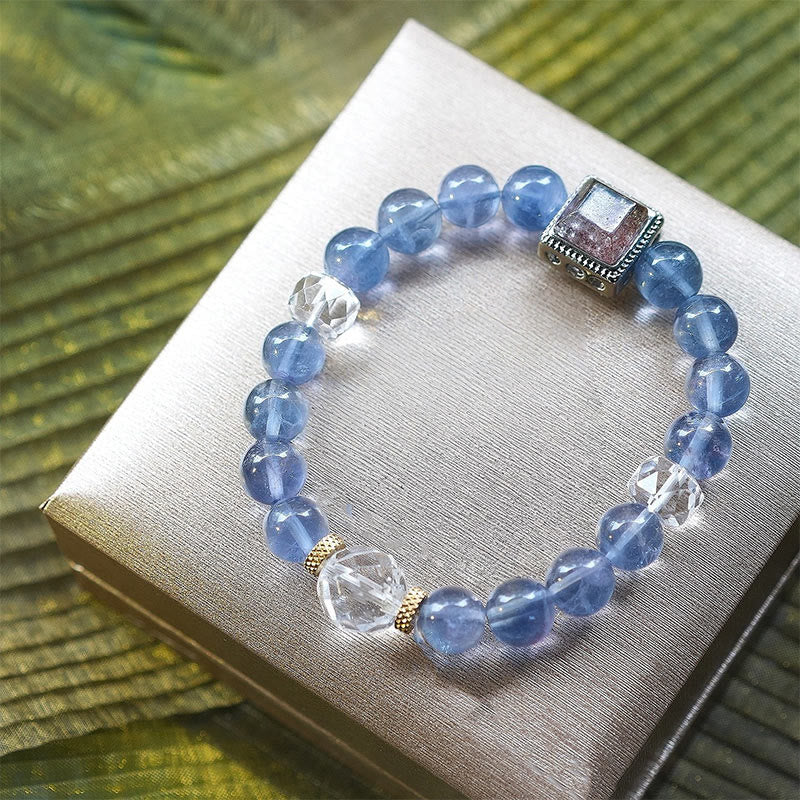 Olivenorma Natural Blue Purple Fluorite Beaded Bracelet