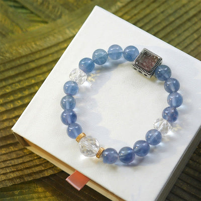 Olivenorma Natural Blue Purple Fluorite Beaded Bracelet