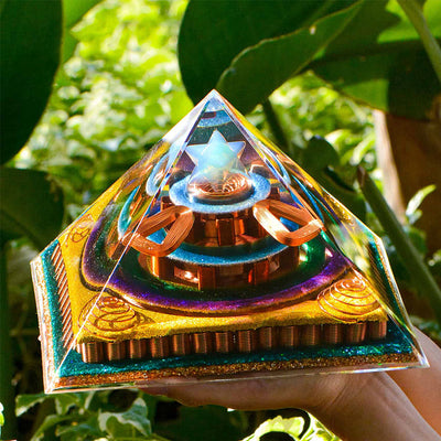 Olivenorma Metatron's Cubeb Cut Opalite Orgone Pyramid