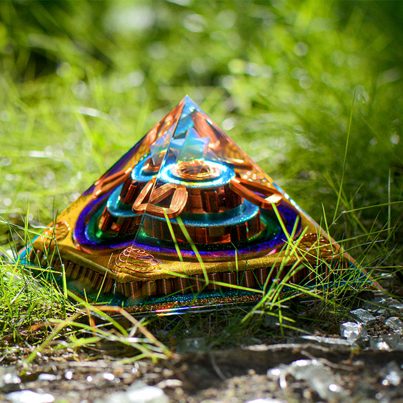 Olivenorma Metatron's Cubeb Cut Opalite Orgone Pyramid