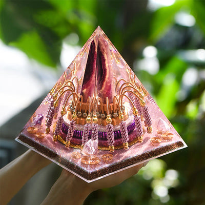 Olivenorma Rainbow Fluorite Energy Tower Lepidolite Orgone Pyramid