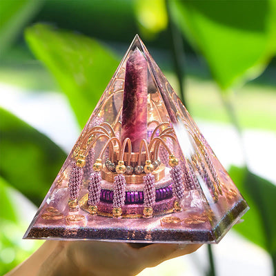 Olivenorma Rainbow Fluorite Energy Tower Lepidolite Orgone Pyramid