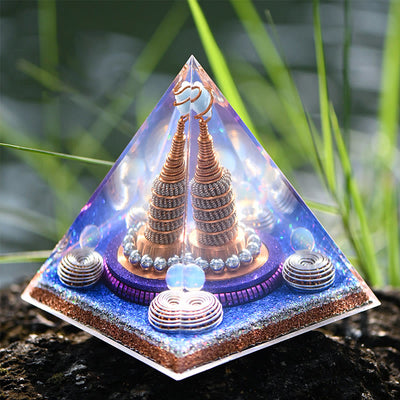 Olivenorma Celestial Sphere Opalite Aquamarine Orgone Pyramid