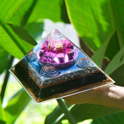 Olivenorma "Seven Stars" Amethyst Charoite Obsidian Orgone Pyramid