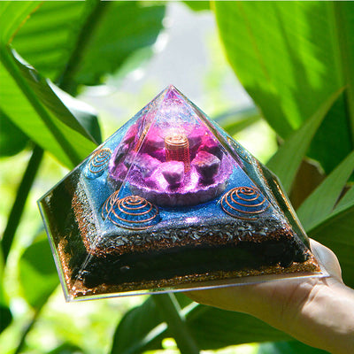 Olivenorma "Seven Stars" Amethyst Charoite Obsidian Orgone Pyramid