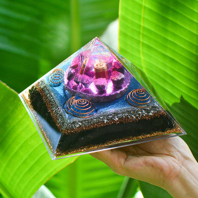 Olivenorma "Seven Stars" Amethyst Charoite Obsidian Orgone Pyramid