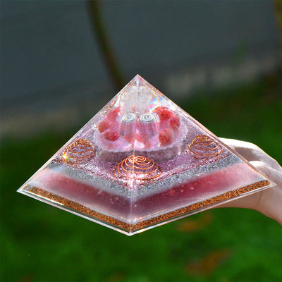 Olivenorma "Love Magic" Lepidolite Strawberry Quartz Orgone Pyramid