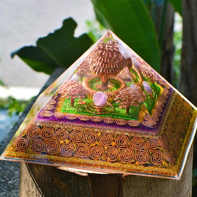 Olivenorma Amethyst Ball Attract Wealth Energy Orgone Pyramid