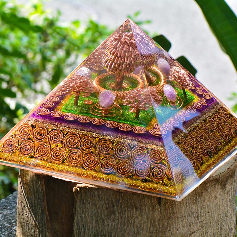 Olivenorma Amethyst Ball Attract Wealth Energy Orgone Pyramid