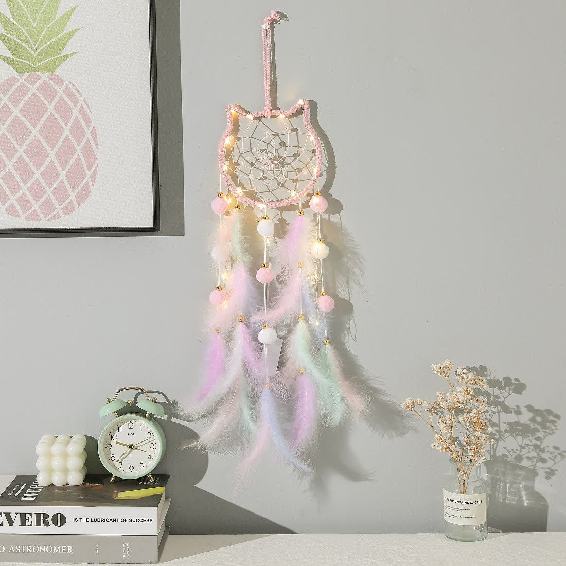 Olivenorma Cute Color Cat Moon And Stars Dream Catcher