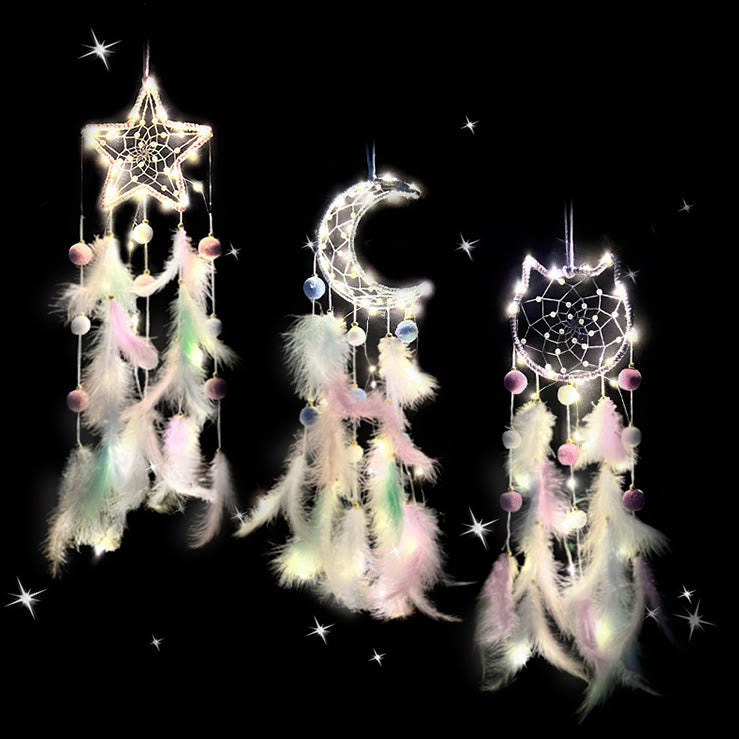 Olivenorma Cute Color Cat Moon And Stars Dream Catcher