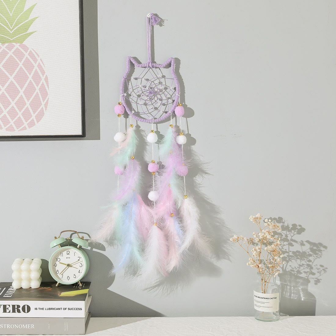 Olivenorma Cute Color Cat Moon And Stars Dream Catcher
