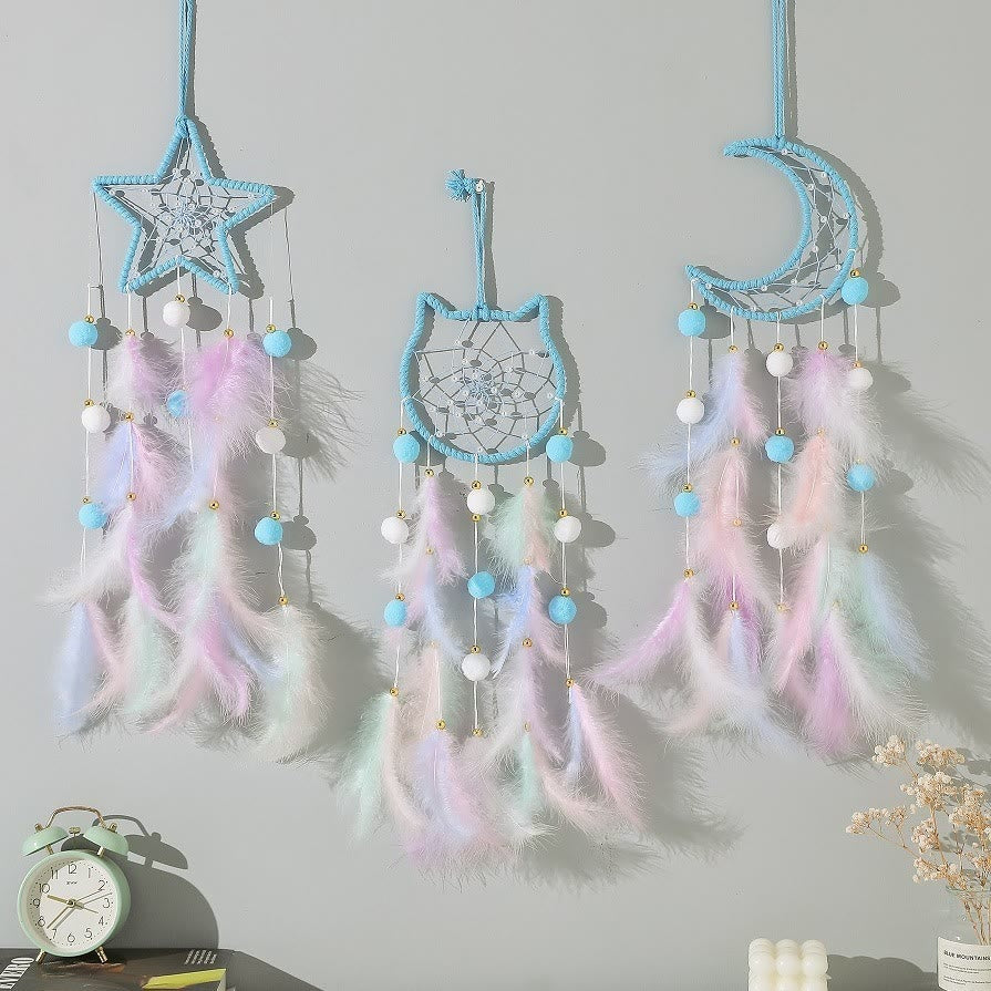 Olivenorma Cute Color Cat Moon And Stars Dream Catcher