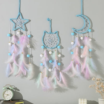 Olivenorma Cute Color Cat Moon And Stars Dream Catcher