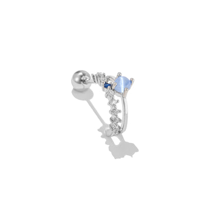 Olivenorma Inlaid Zircon Cute Pattern Studs Earrings - Blue Cat's Eye Stone - image 6