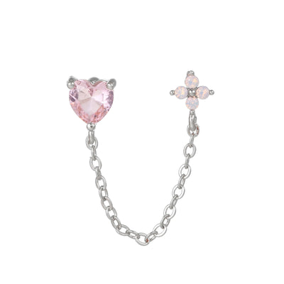 Olivenorma Inlaid Zircon Cute Pattern Studs Earrings - Pink Zircon & Heart - image 8