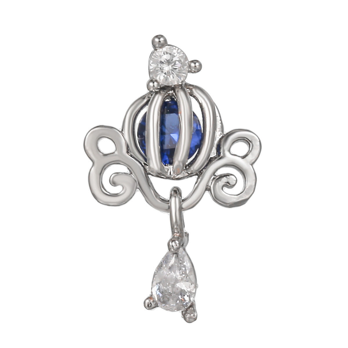 Olivenorma Inlaid Zircon Cute Pattern Studs Earrings - Blue Topaz Hollow Pumpkin - image 5