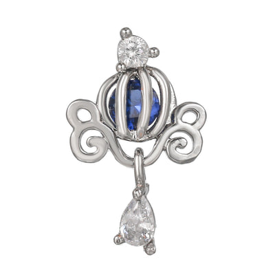Olivenorma Inlaid Zircon Cute Pattern Studs Earrings - Blue Topaz Hollow Pumpkin - image 5