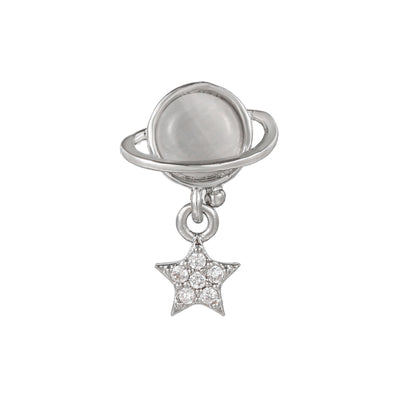 Olivenorma Inlaid Zircon Cute Pattern Studs Earrings - White Cat's Eye Stone - image 7