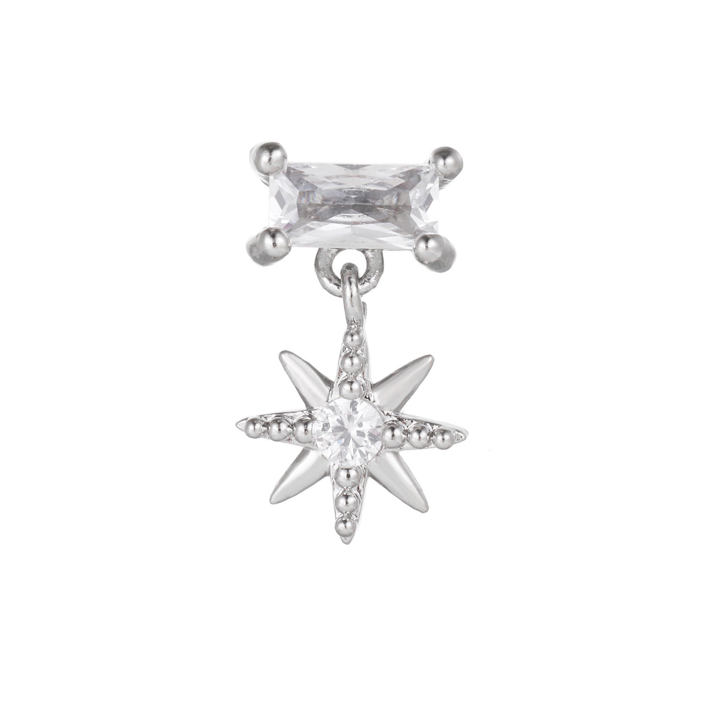 Olivenorma Inlaid Zircon Cute Pattern Studs Earrings - Rectangular Zircon & Star - image 10