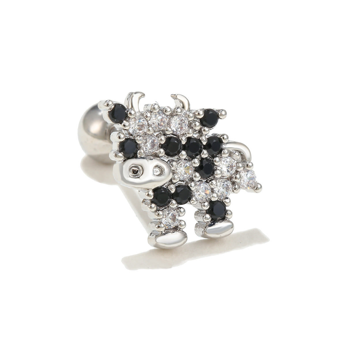 Olivenorma Inlaid Zircon Cute Pattern Studs Earrings - Cow - image 15