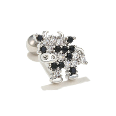 Olivenorma Inlaid Zircon Cute Pattern Studs Earrings - Cow - image 15